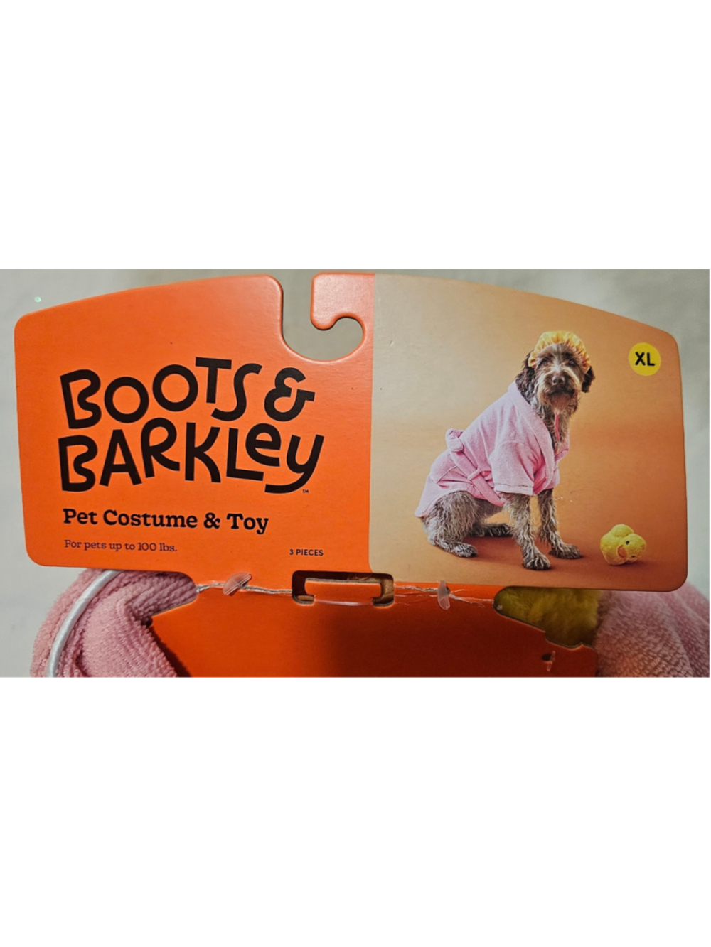 Boots & Barkley Dog Bathrobe Costume XL Pink Yellow